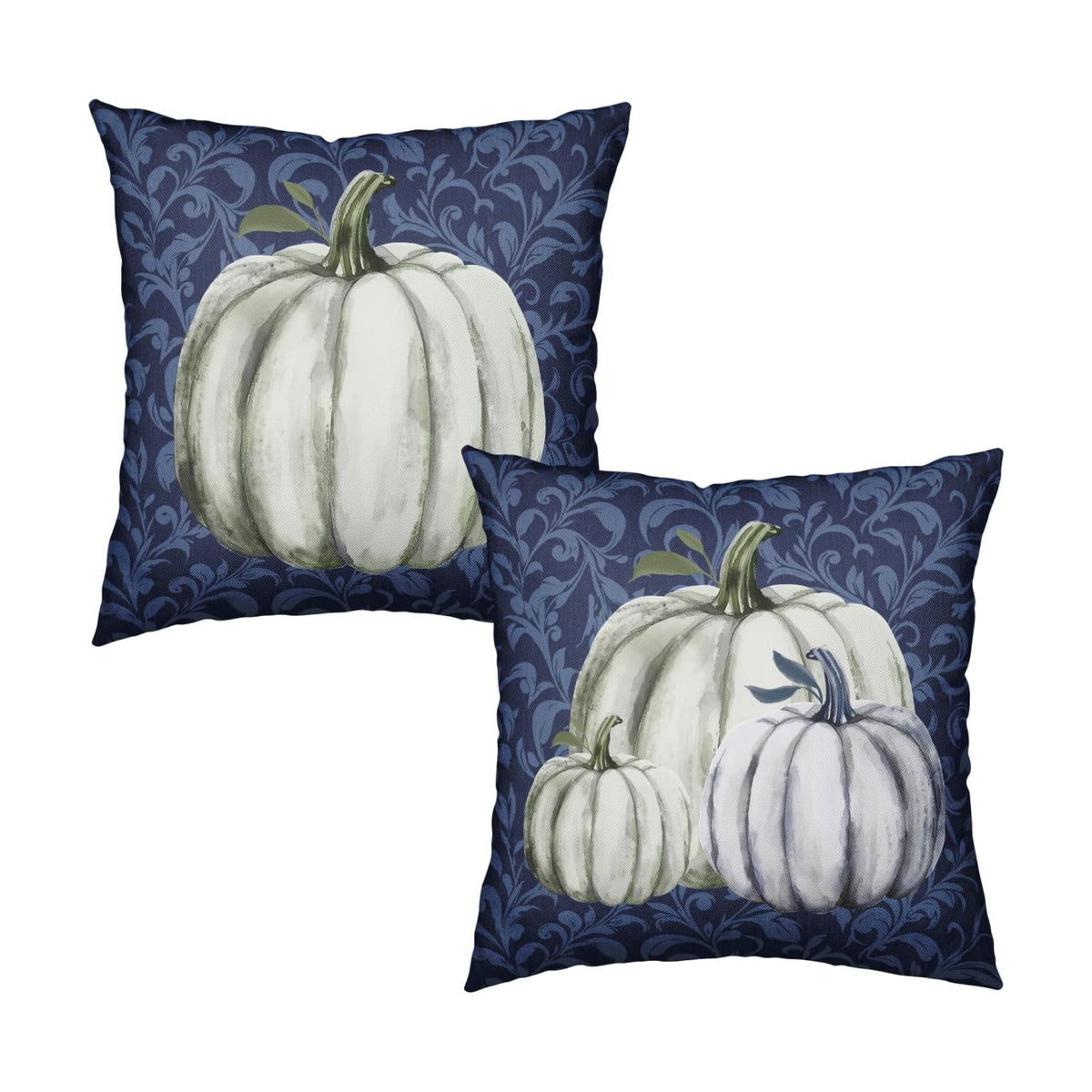 Fall Decorative Throw Pillow Covers 20 x 20 Inch Set of 2 Navy Blue White Pumpkin Outdoor Pillow Covers Autumn Thanksgiving Harvest Cushion Case for Farmhouse Living Room Decor