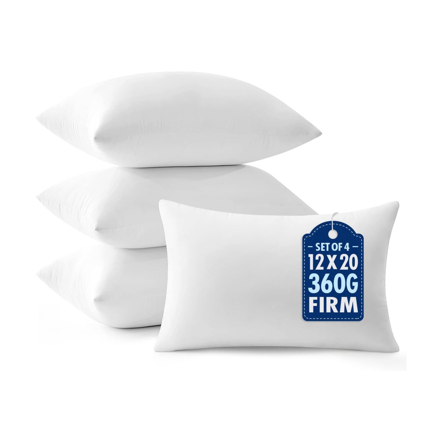MIULEE 12x20 Throw Pillows Inserts 4 Pack, Decorative Pillows for Couch Bed