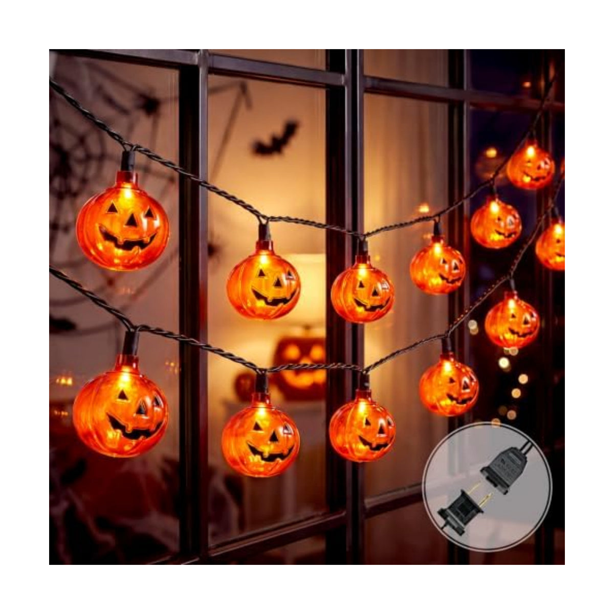 12FT Halloween Pumpkin Lights String, 20 Pumpkin Lantern String Lights