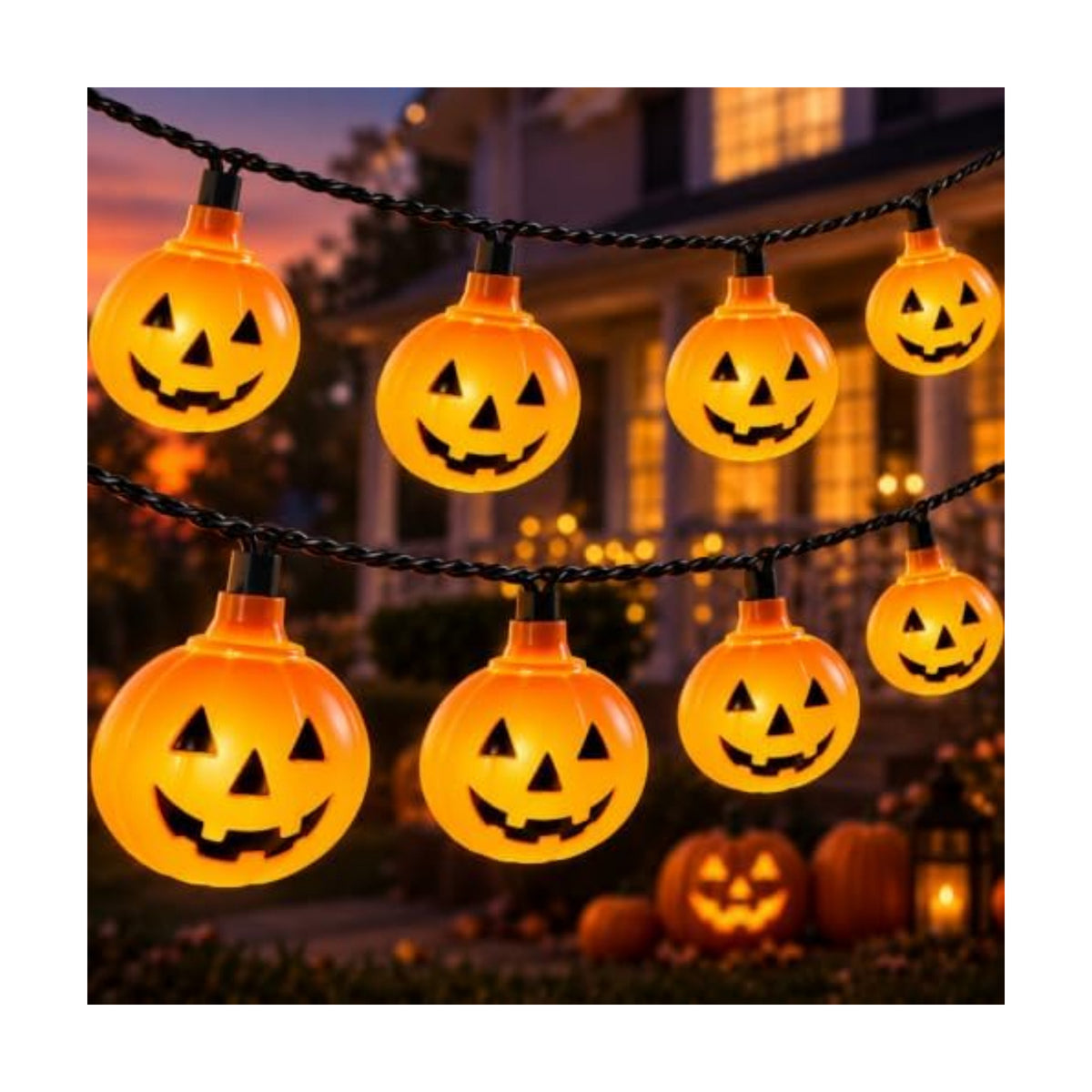 12FT 20 LED Halloween Pumpkin String Lights Outdoor Waterproof Connectable