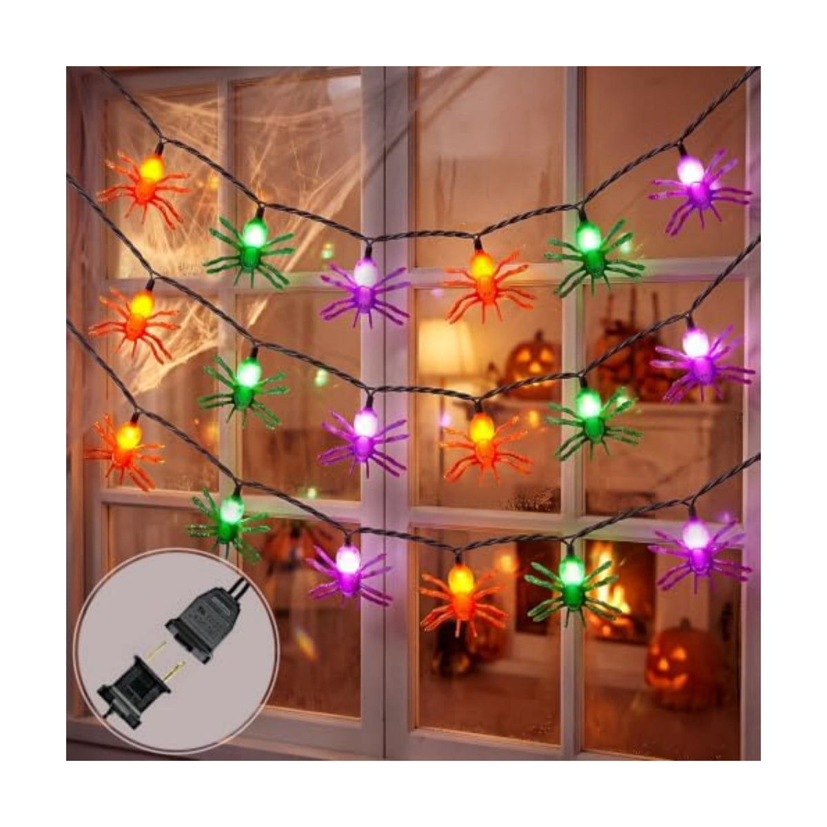 12FT Spider Halloween String Lights with 20 LED Plug in Spider Lights