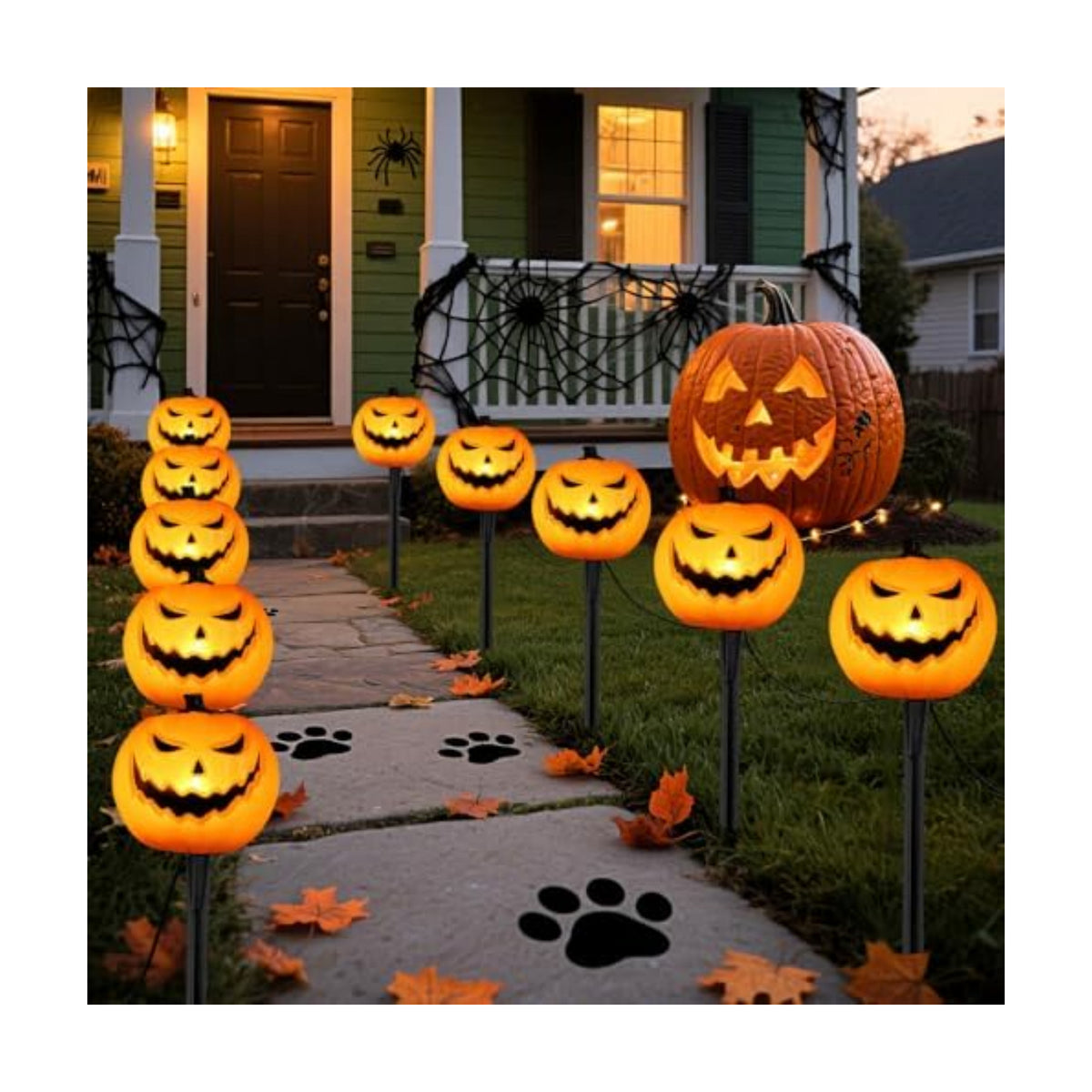 10.5FT Halloween Pumpkin Pathway Lights, 5PK LED Pumpkin Light Decor