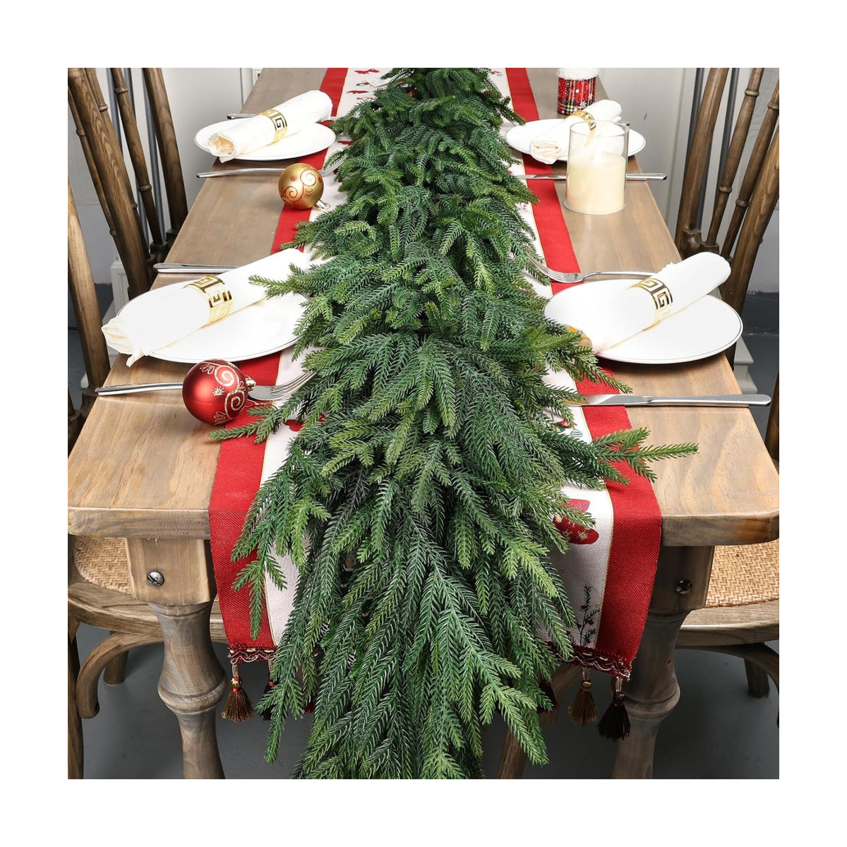 Artgar 12Ft (2 * 6ft) Christmas Pine Garland, 2 Pcs Real Touch Pine Garland | Artificial Realistic Greenery Garlands