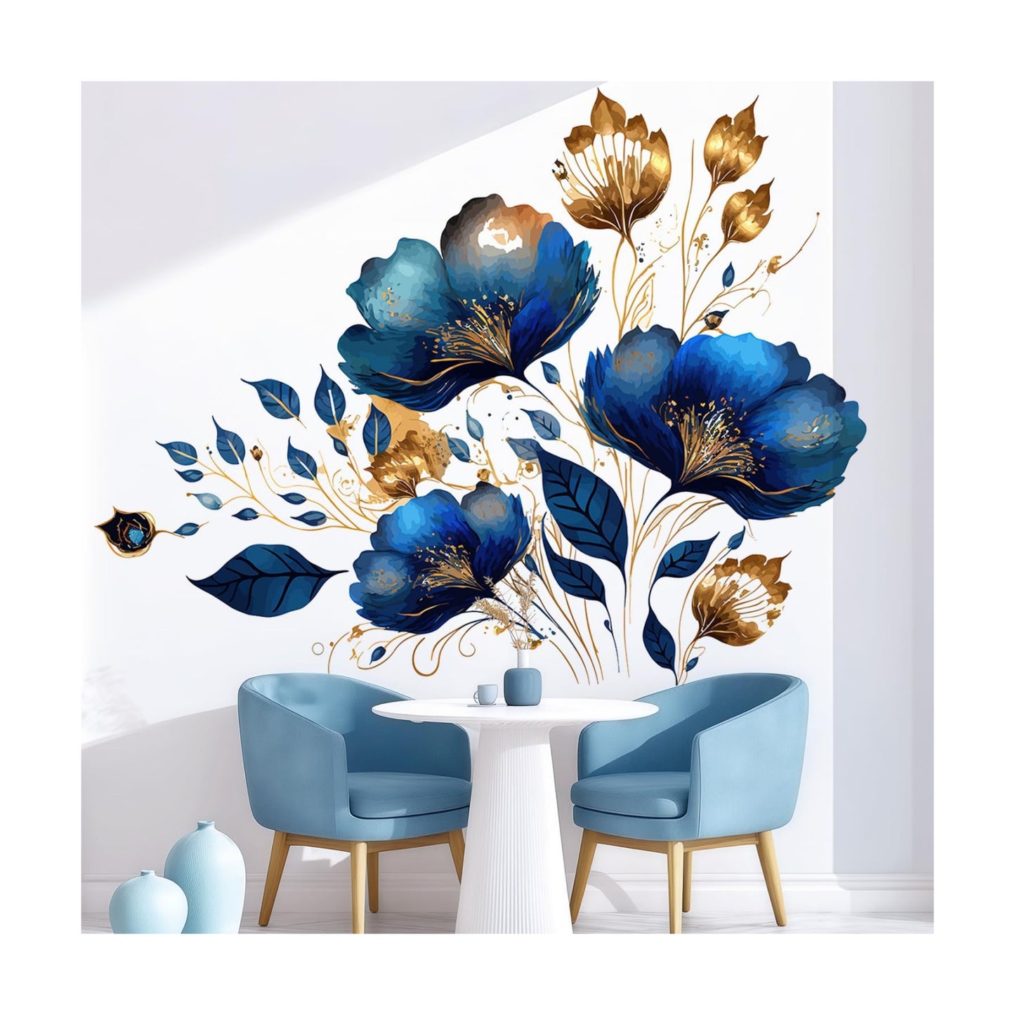 Floral Wall Stickers / Modern, Contemporary, Glam, Bohemian, Floral / Blue