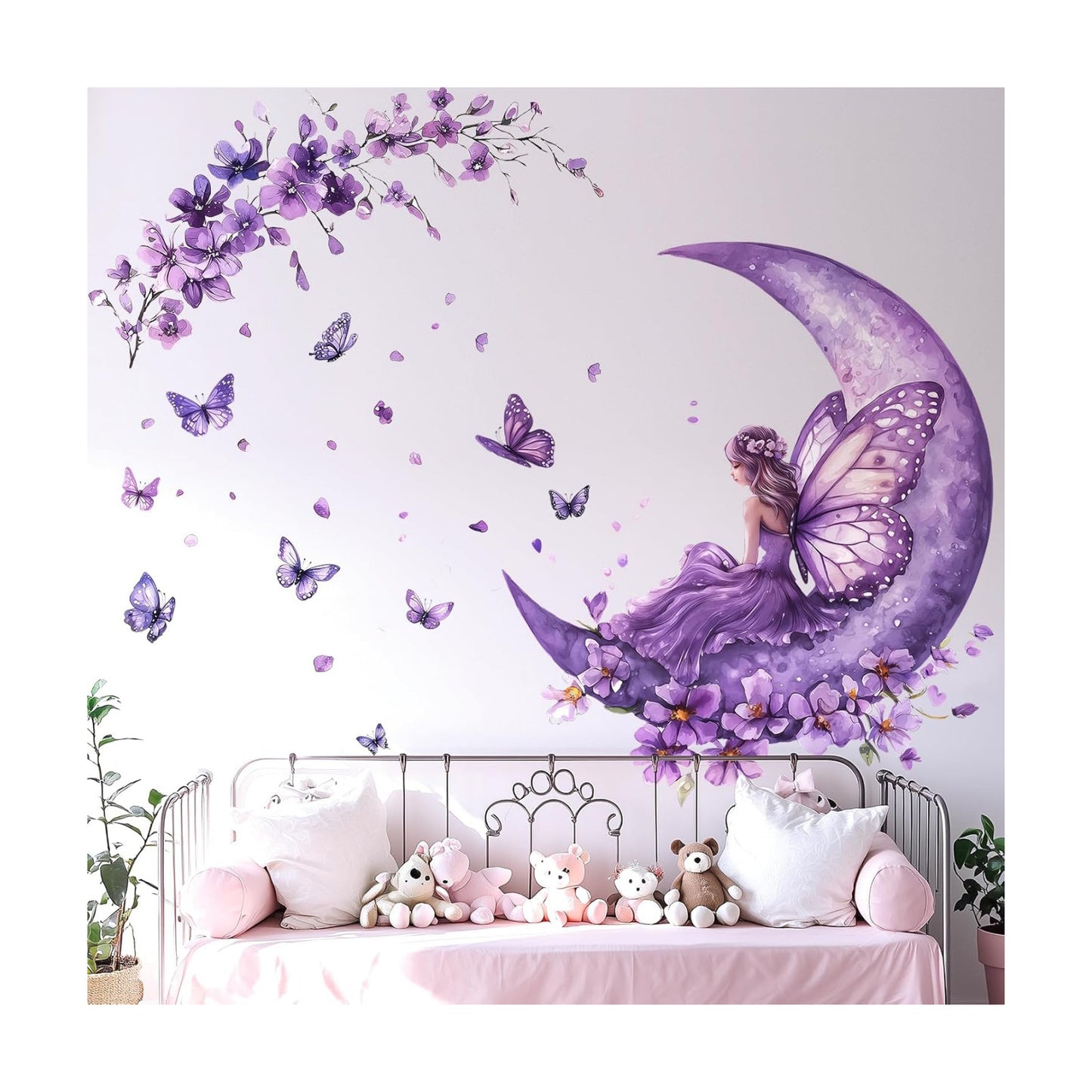 Fairy Wall Decals Peel and Stick / Watercolor, Fantasy, Boho, Magical, Ethereal / Purple