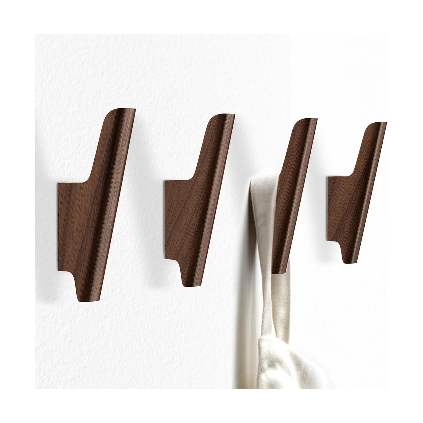Rustic Coat Hooks / Walnut, Dark / Set of 4