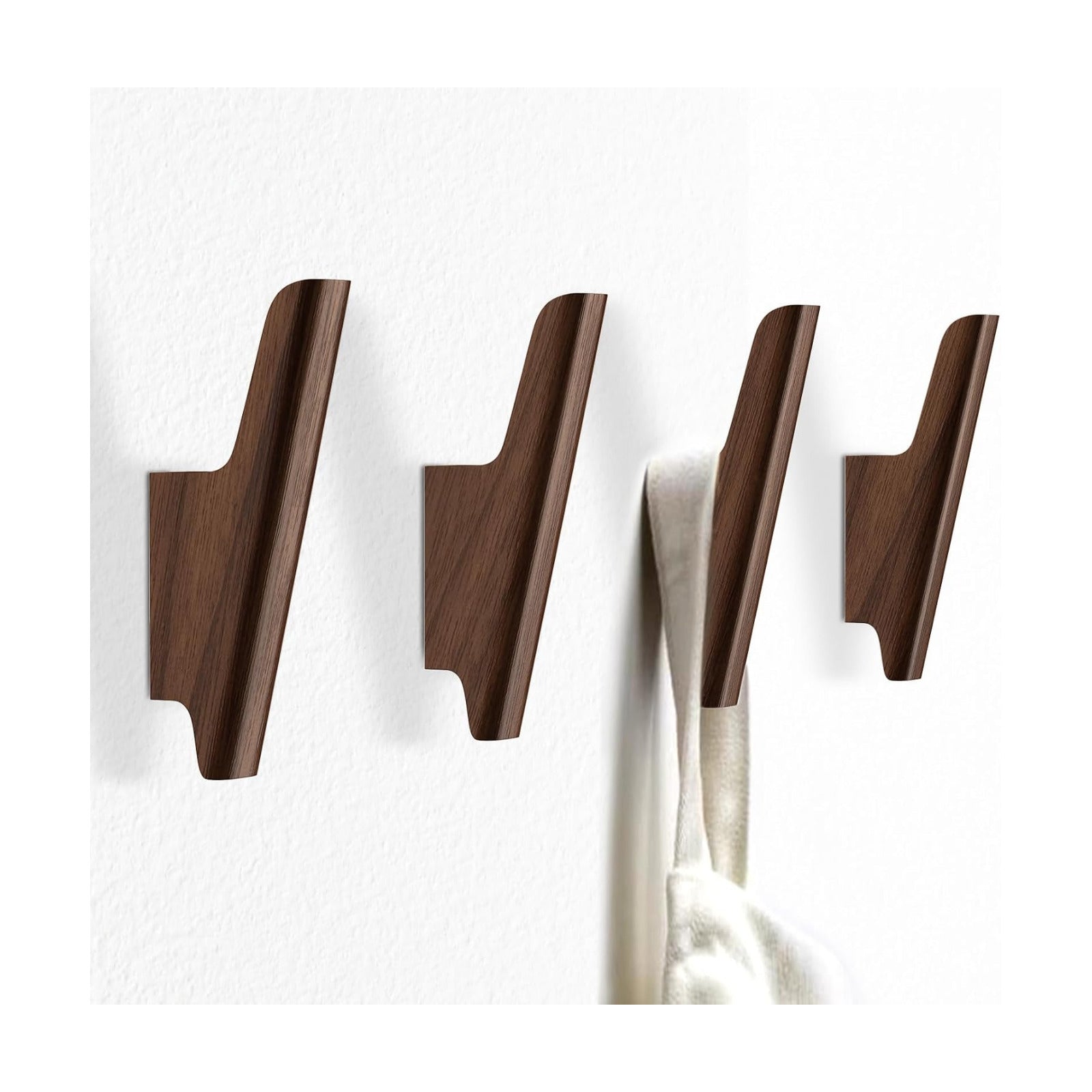 Rustic Coat Hooks / Walnut, Dark / Set of 4
