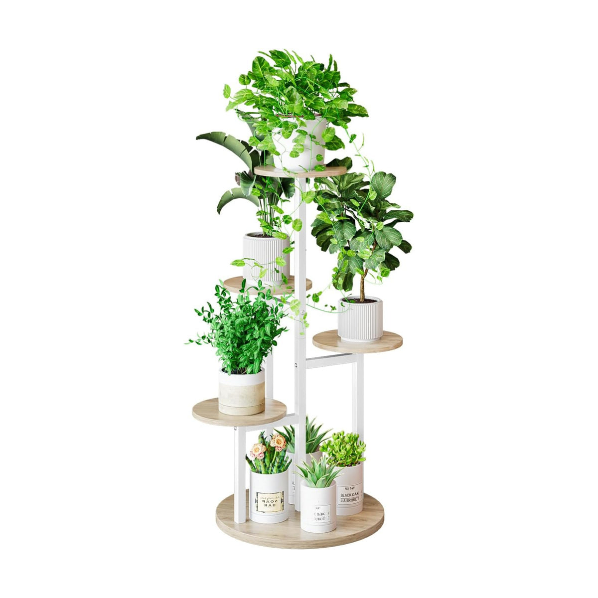INGIORDAR 5 Tier Plant Stand Indoor Corner Tiered Holder Shelf Display Rack | Multiple Plants with MDF Top Board Metal