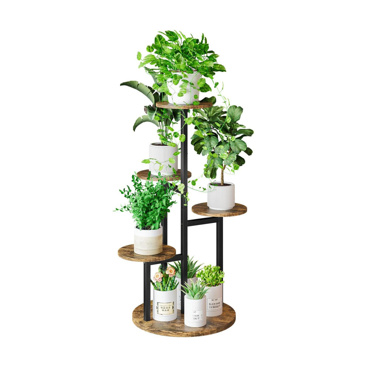 INGIORDAR 5 Tier Plant Stand Indoor Corner Tiered Holder Shelf Display Rack | Multiple Plants with MDF Top Board Metal