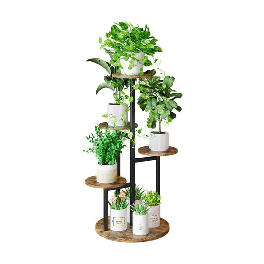 INGIORDAR 5 Tier Plant Stand Indoor Corner Tiered Holder Shelf Display Rack | Multiple Plants with MDF Top Board Metal