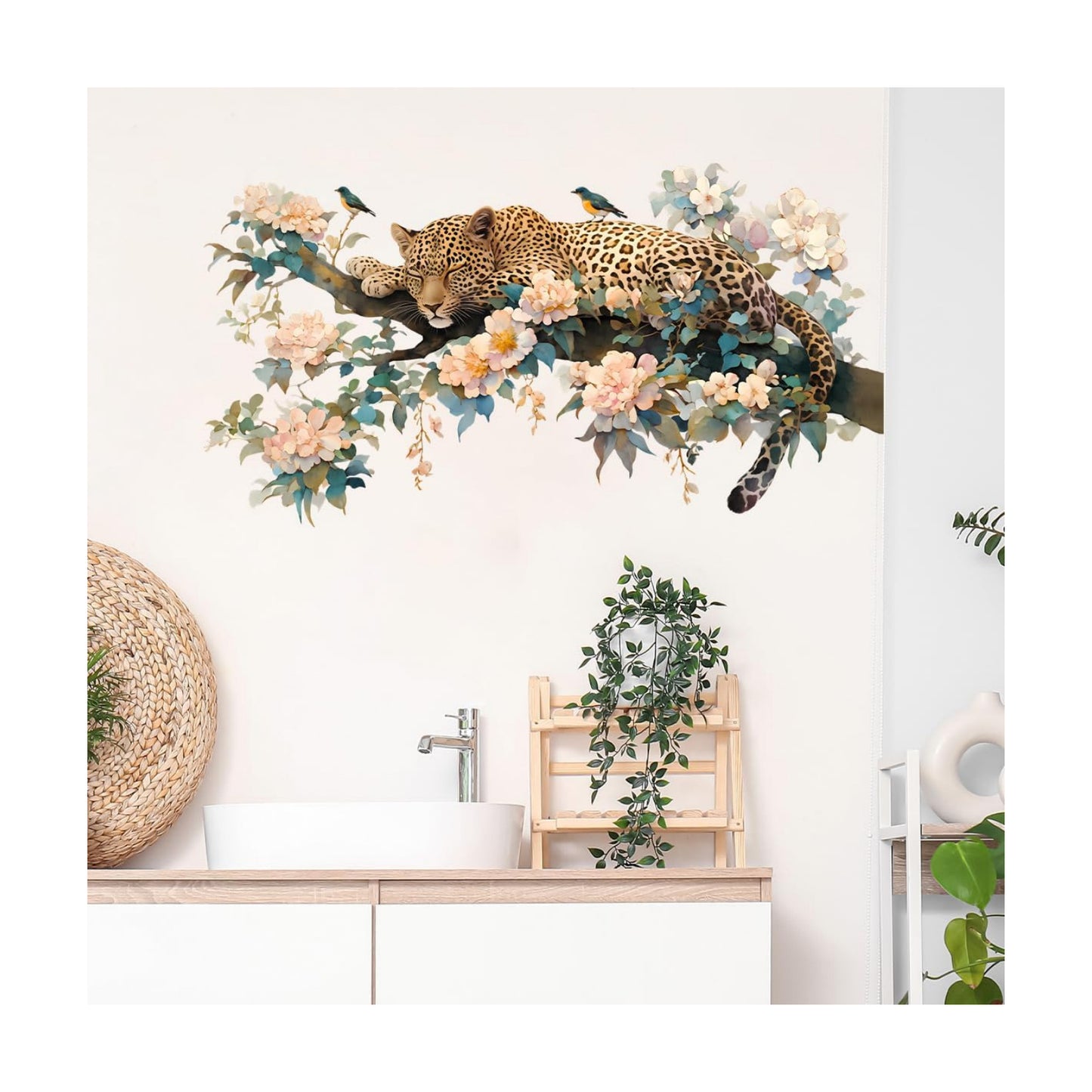Flowers Wall Decals Removable Jungle Animal Vinyl Stickers