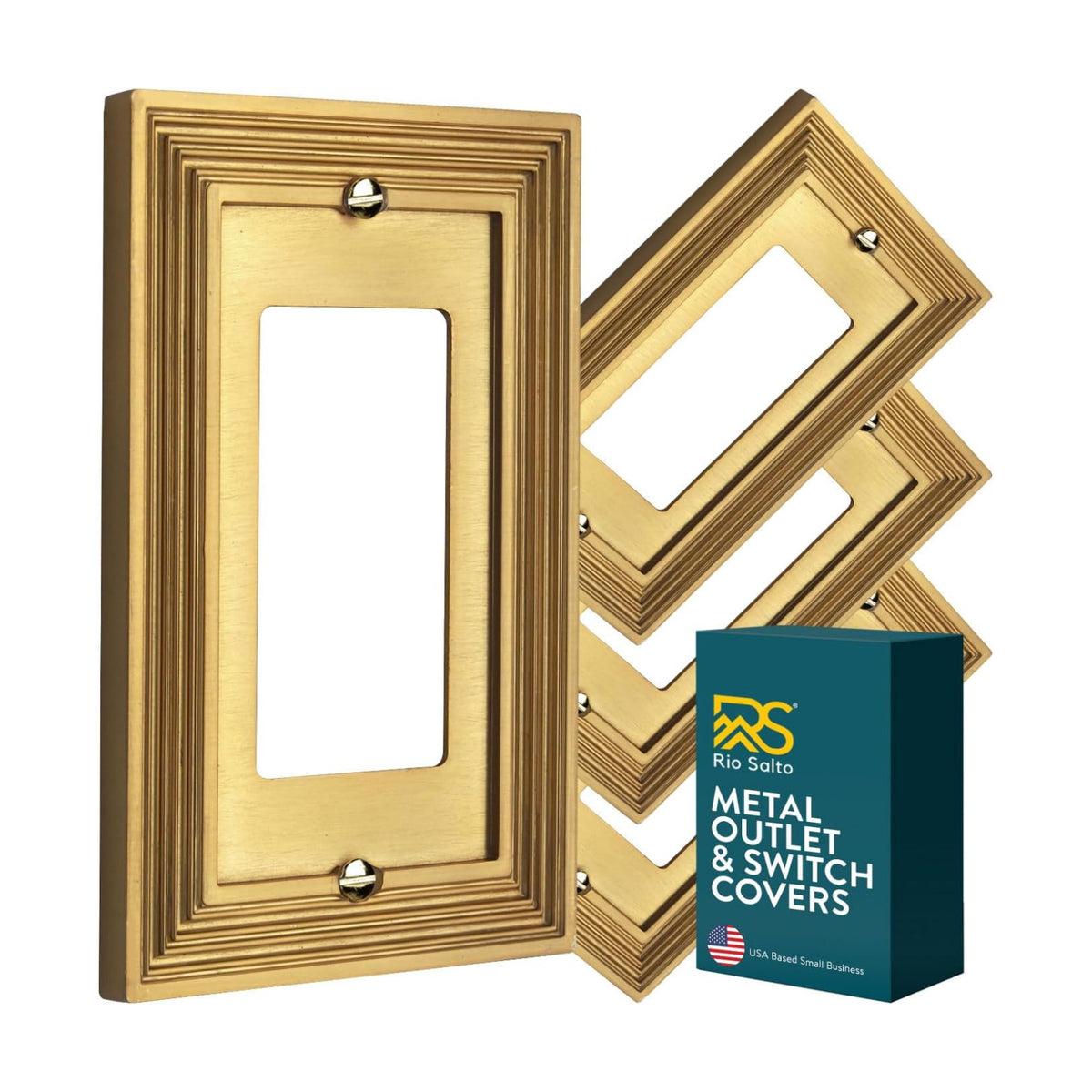 Rio Salto Gold Light Switch Cover Plate Outlet Covers Rocker Switch Plate Decorator GFCI Metal Outlet Cover Light