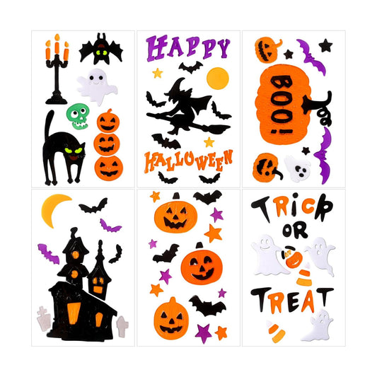 JOICEE 6 Sheets Halloween Gel Window Clings Decor