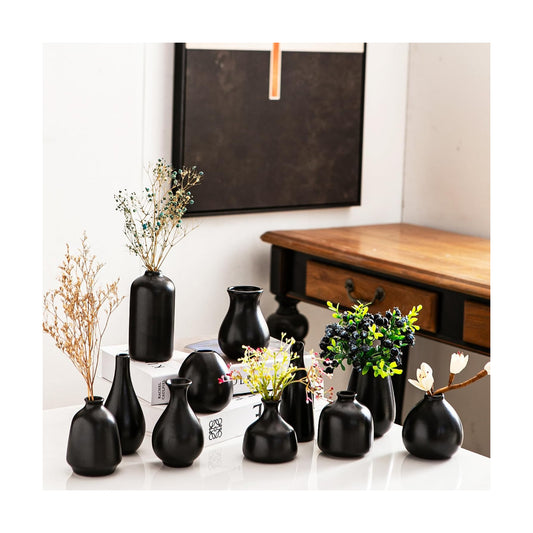 Ceramic Bud Vases / Black Bud Vases / Set of 11