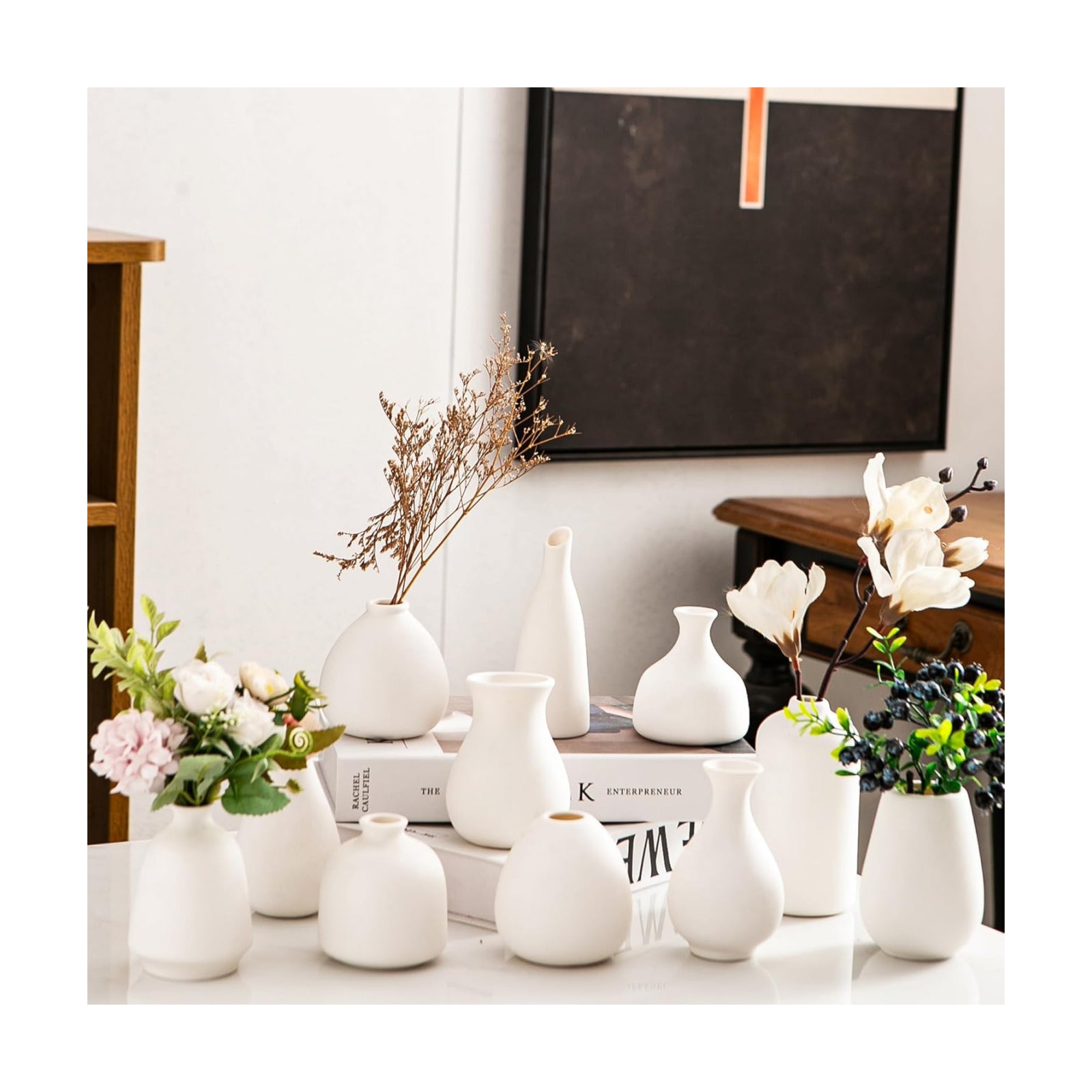Ceramic Bud Vases / White Bud Vases / Set of 11