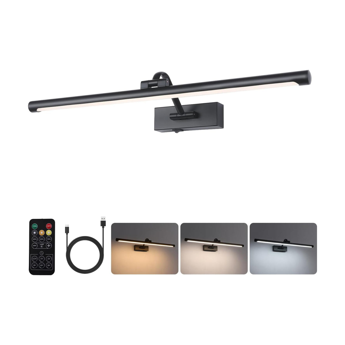 23.6 Inch Battery Operated Picture Lights for Wall Rechargeable Art Lighting for Paintings Wireless Gallery Lights with