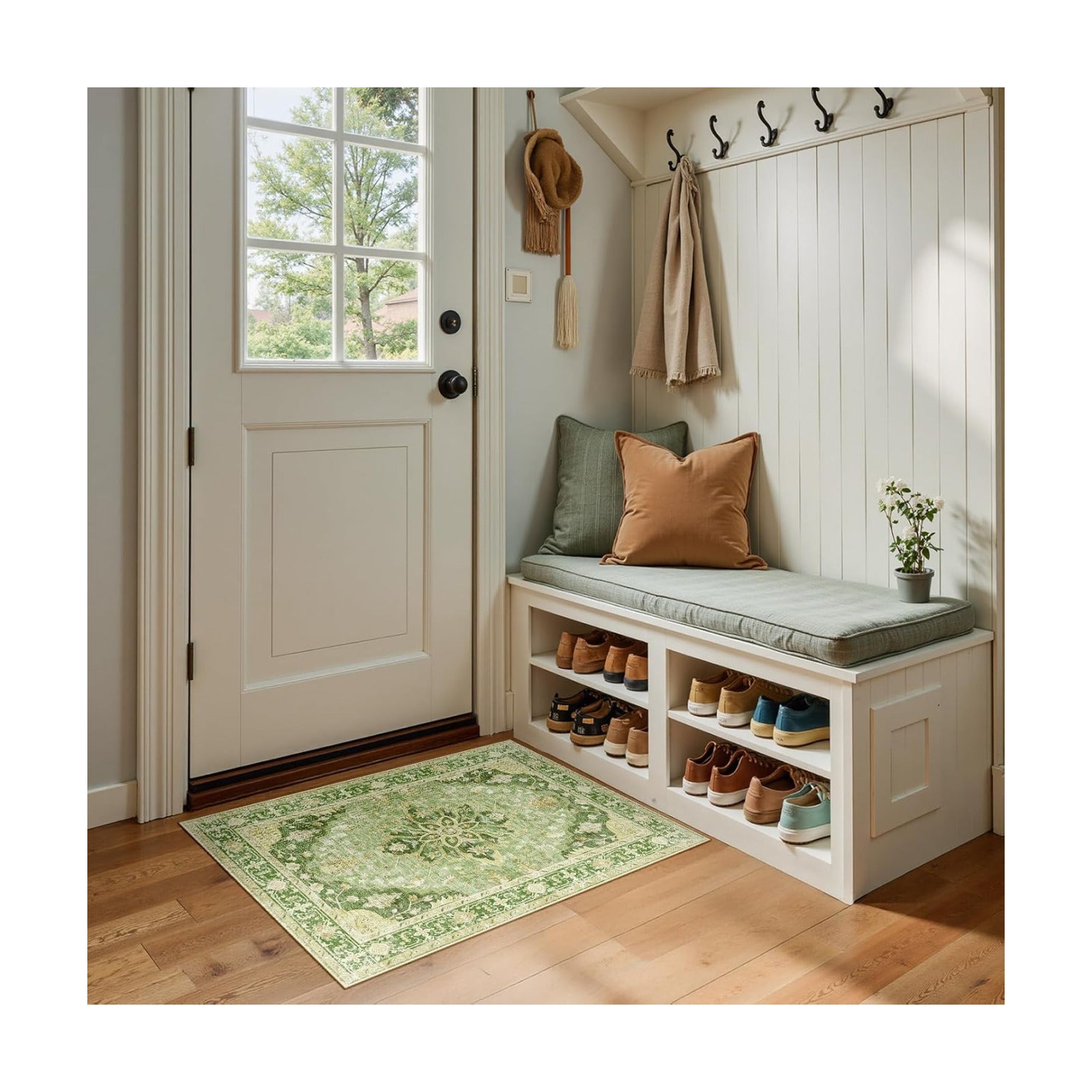 RELEANY Washable Area Rug, Small 2'x3', Green/Yellow