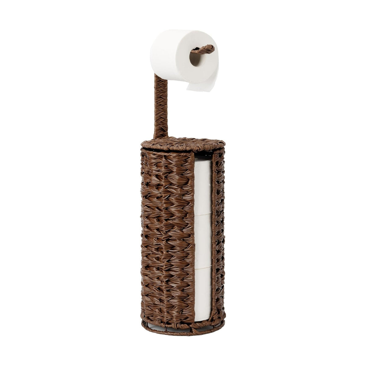 GRANNY SAYS Wicker Free Standing Toilet Paper Holder Stand with Storage | Modern Covered Toilet Paper Stand for 4 Rolls