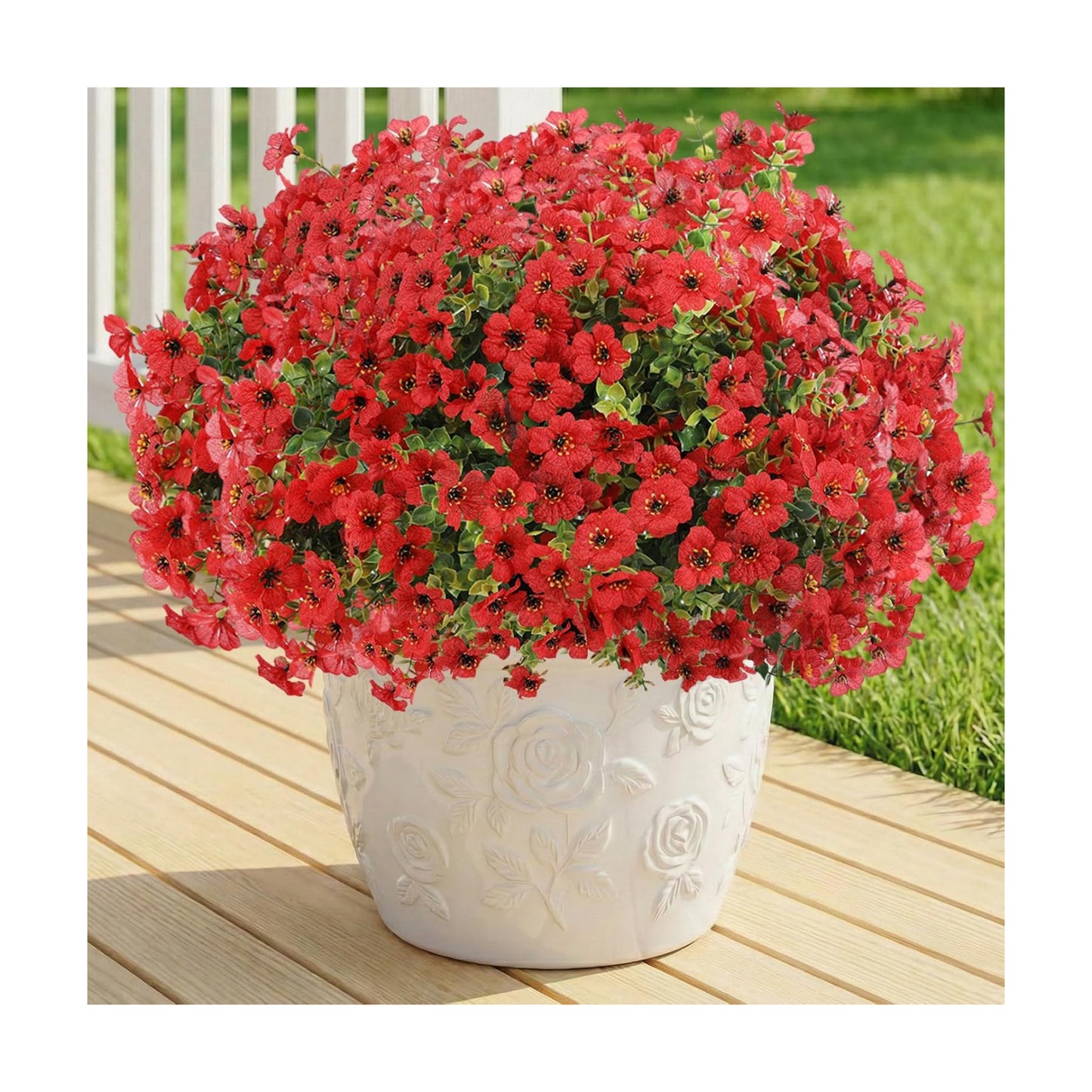13Bundles Silk Realistic UV Resistant Faux Flowers / Red / Artificial Flowers / Set of 13