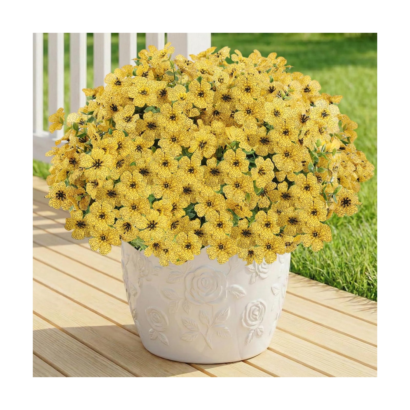 13Bundles Silk Realistic UV Resistant Faux Flowers / Yellow / Artificial Flowers / Set of 13