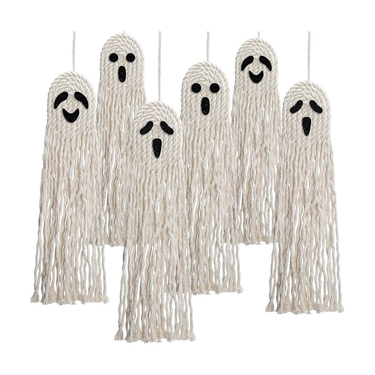 12 Pcs 11" Halloween Boho Ghost Macrame Decor, Handmade Boho Ghost Ornament