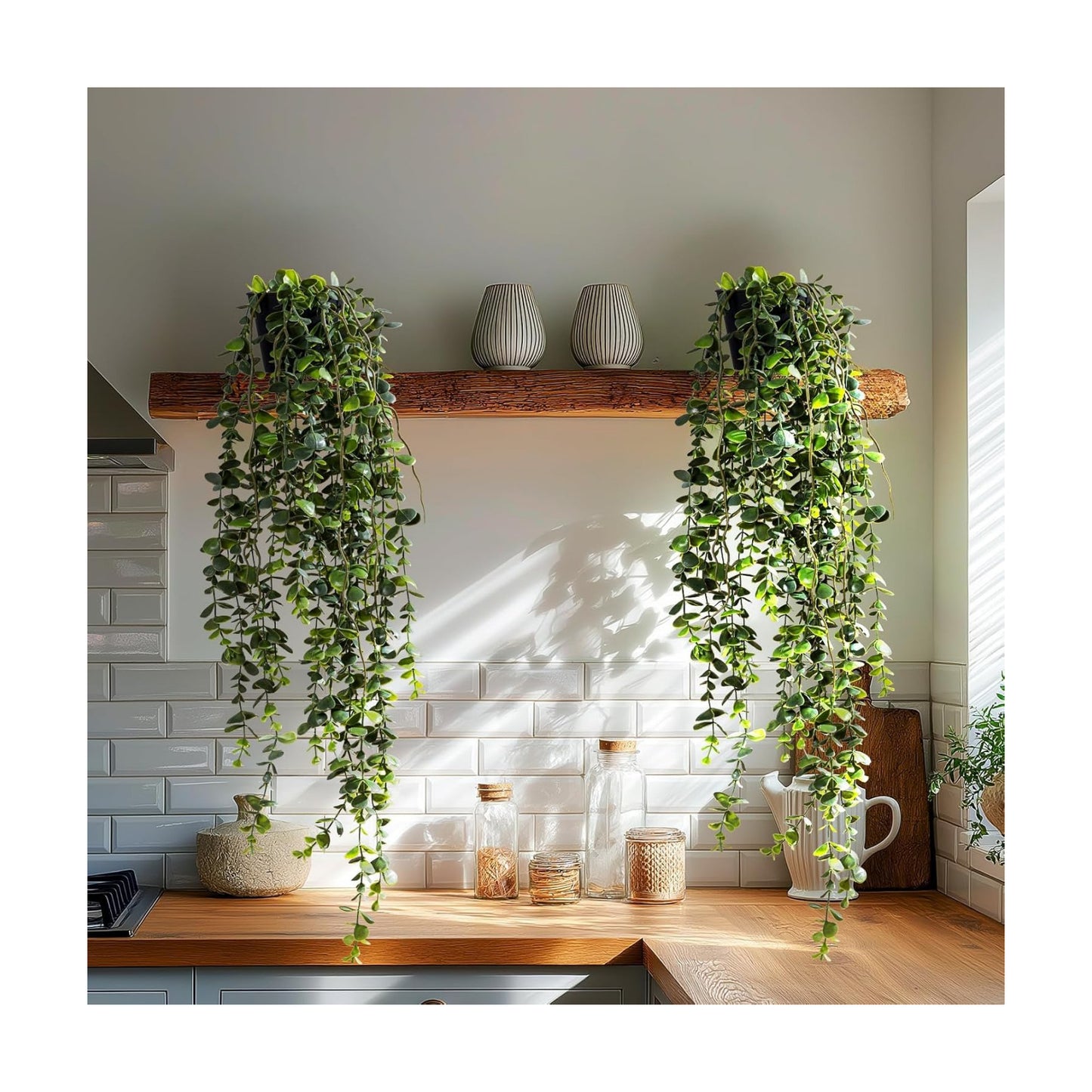 Artificial Hanging Plant Faux Plant Ivy Vine Faux Eucalyptus Vines Fake Potted / Type 7 / Set of 2