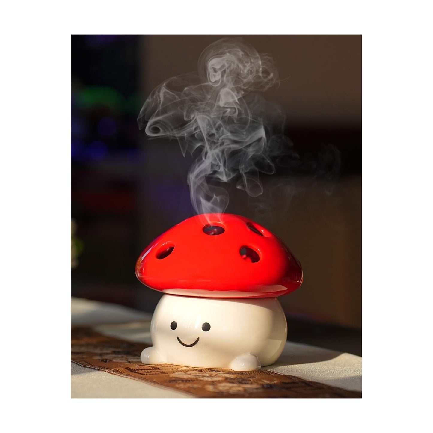 Smily Face Incense Cone Holder Mushroom Incense Cone Burner Unique Gifts for Women Men