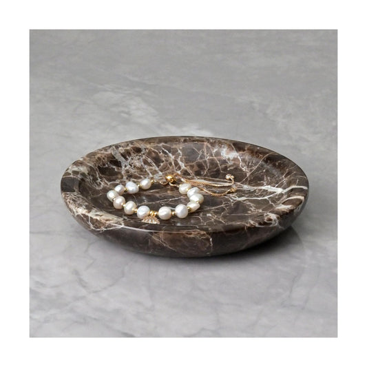 Marble Ring Dish Jewelry Tray / Emperador Dark / Natural