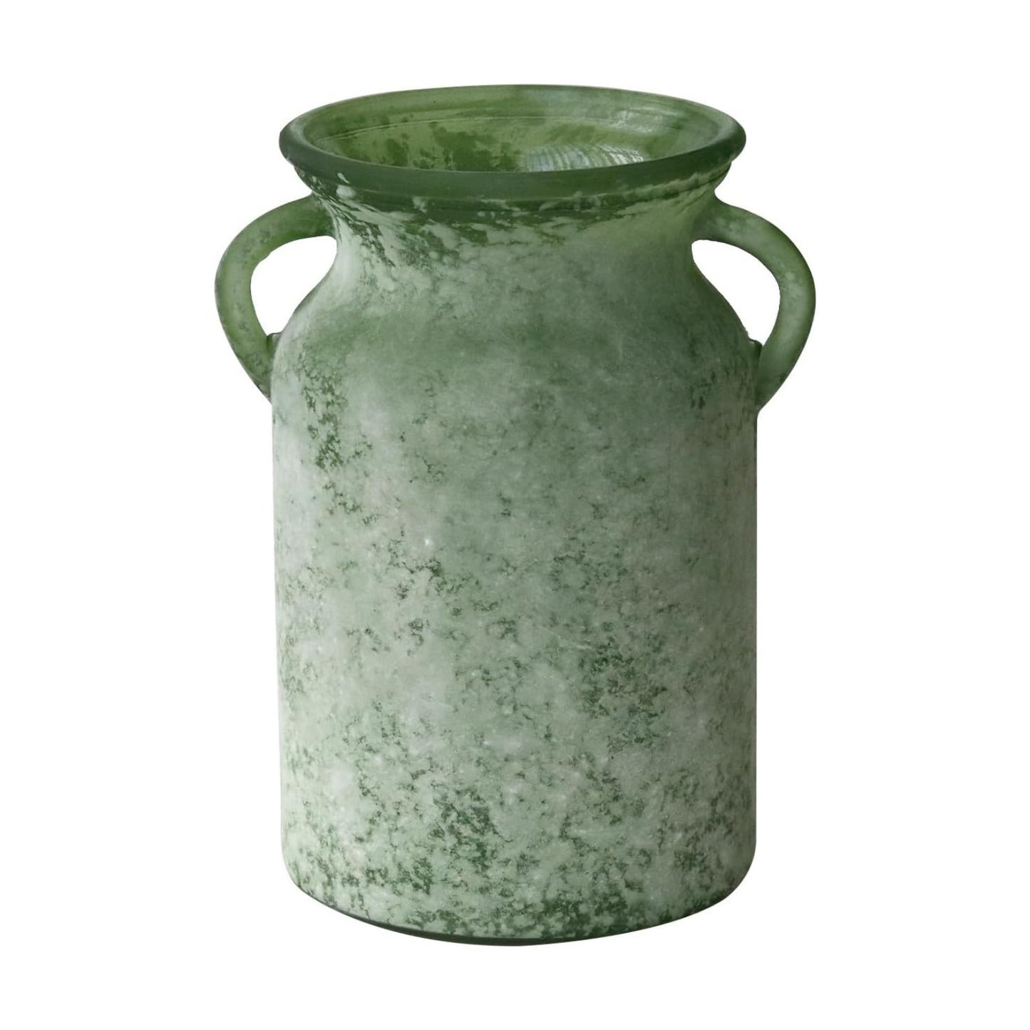 Glass Flower Vase / White Green / 8 Inch