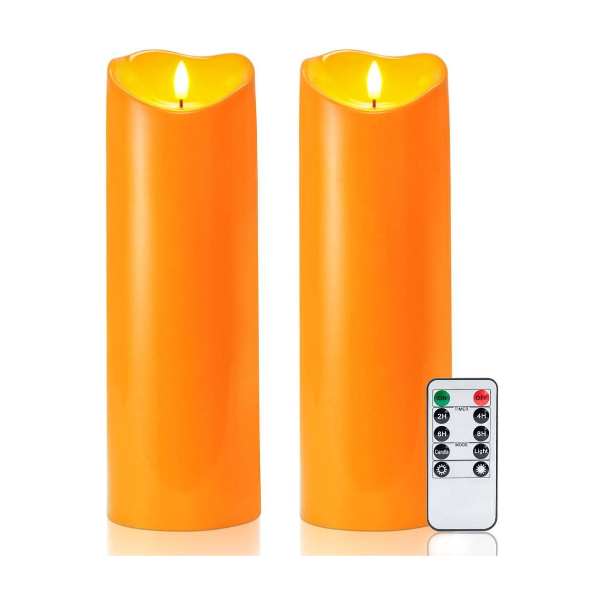 Homemory 4"x12" Halloween Orange Flameless Candles, Fall Candles, Outdoor Waterproof Flameless Candles with Remote and