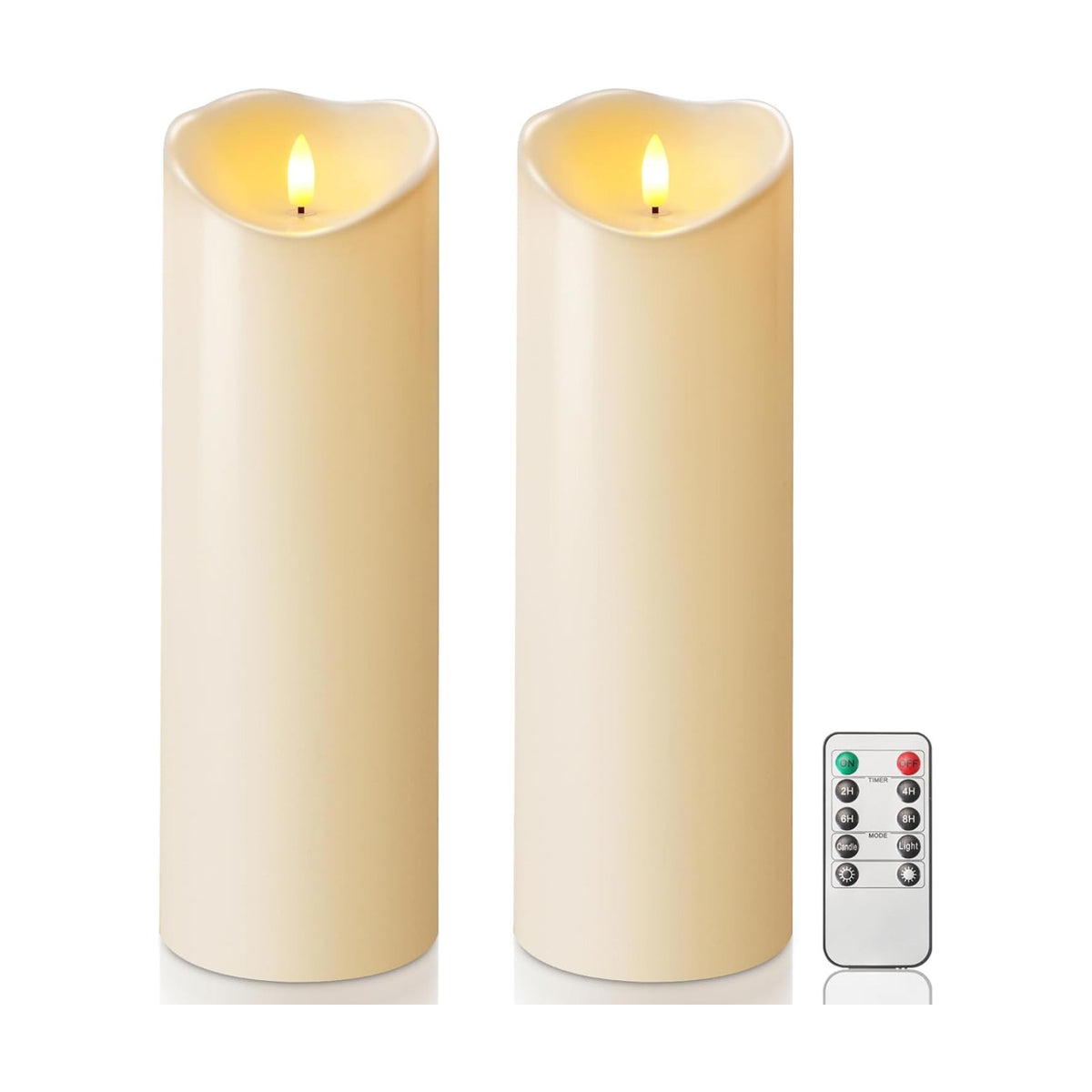 Homemory 4"x12" Outdoor Waterproof Flameless Candles with Timers and Remote Control, Battery Operated Candles, LED