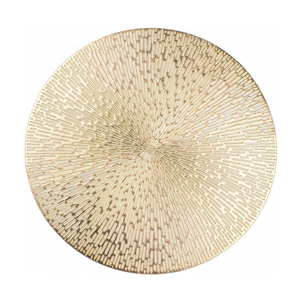Snowkingdom Gold Placemats Round Set of 8, Gold Metallic Hollow Vinyl 15 Inch Round Placemat, Washable Wipeable Easy
