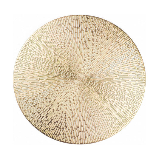 Snowkingdom Gold Placemats Round Set of 8, Gold Metallic Hollow Vinyl 15 Inch Round Placemat, Washable Wipeable Easy