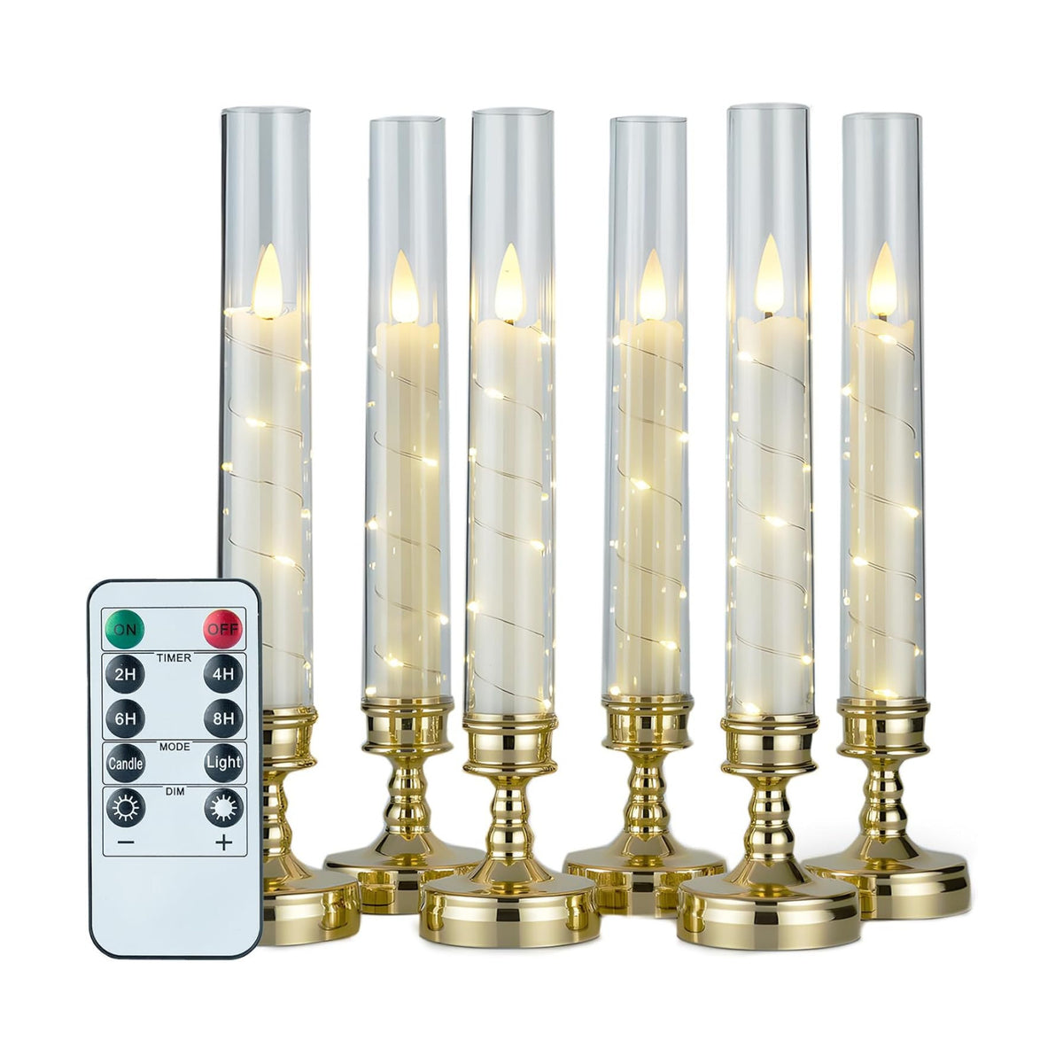 6PCS Flameless Candles with Timer, Flickering Fake Electric LED Candles for Romantic Ambiance, Battery Operated