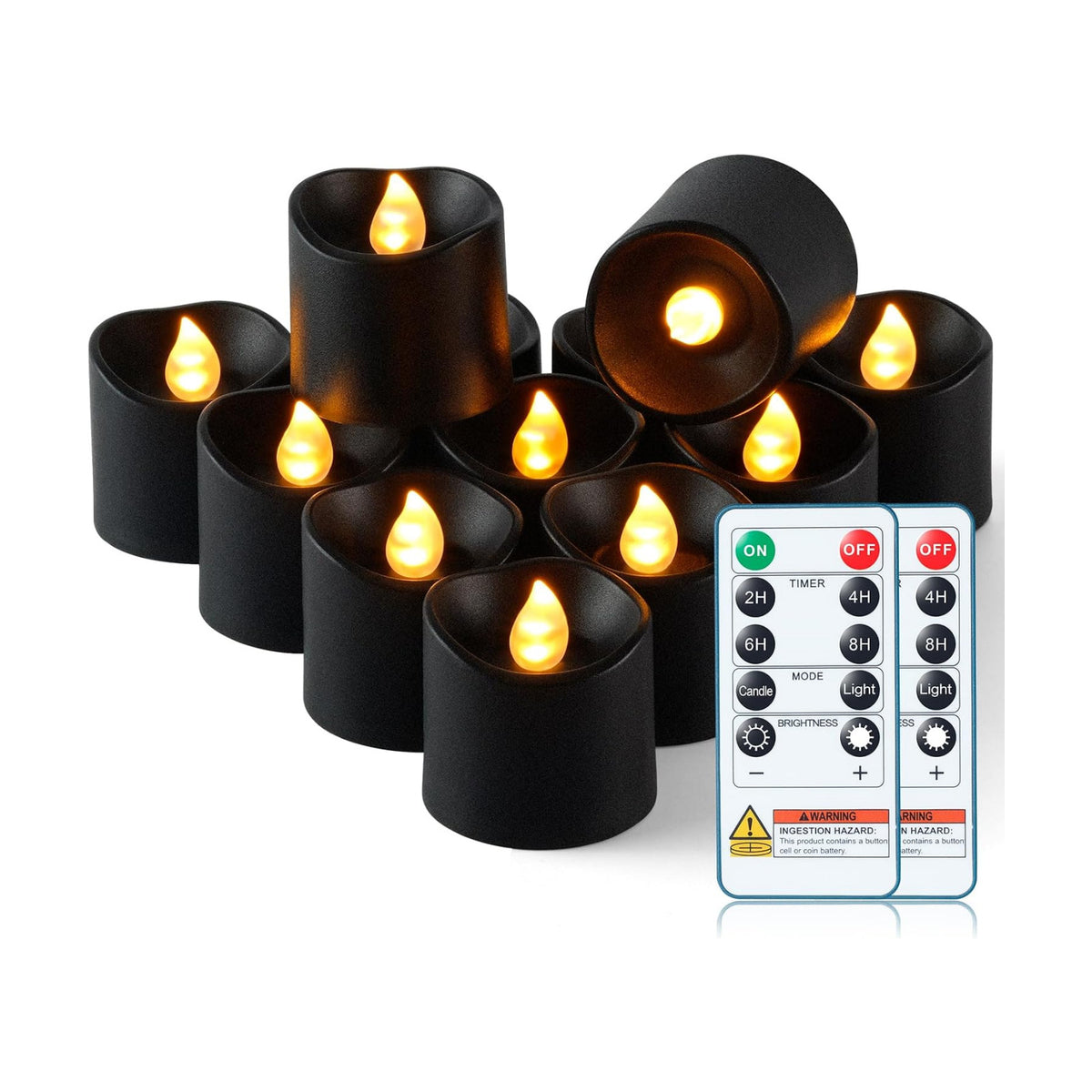 Homemory Black Flameless LED Votive Tealight Candles & Timer Remote, 24Pack | Battery operated, 400+ hour runtime
