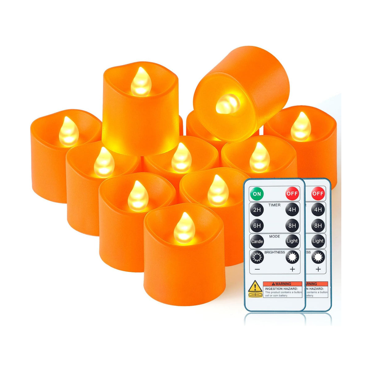 Homemory Orange Flameless LED Votive Tealight Candles & Timer Remote, 24Pack