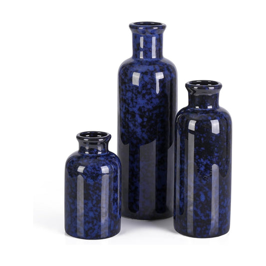 Small Ceramic Vase / Blue / Set of 3