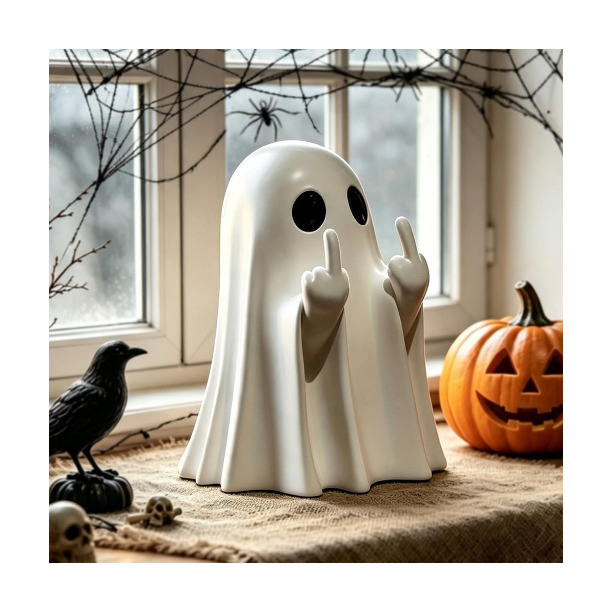 Halloween Ghost Figurine Middle Finger Tabletop Decoration