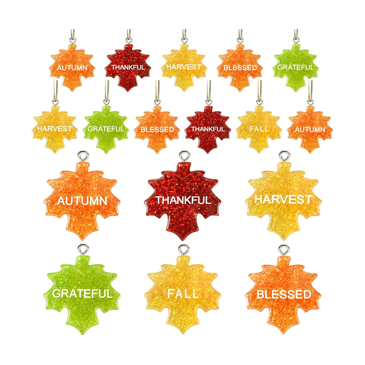 48Pcs Fall Ornaments Glitter Maple Leaf Ornaments for Small Tree