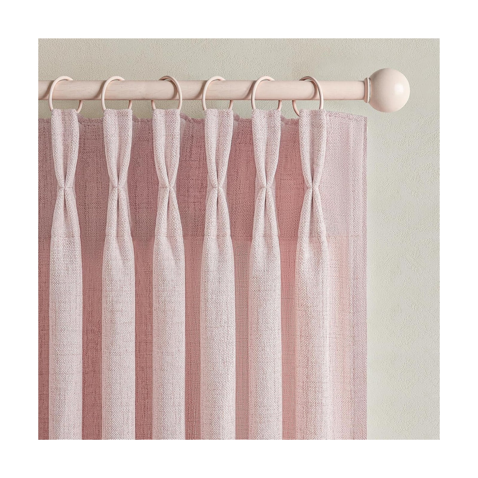 Pretty Light Pink Semi Sheer Curtains 96 Inches Long for Living Room 2 Panels Set, Memory Shaped Pinch Pleated 8 FT