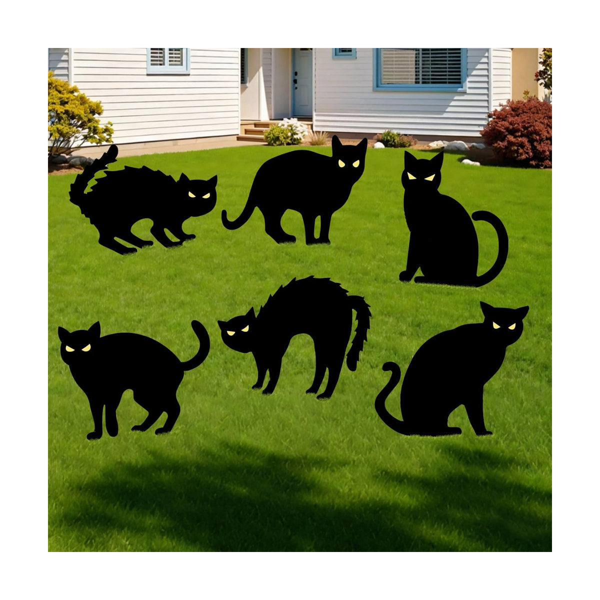 Halloween Decorations Yard Signs Outdoor - 6 Pack Black Cat Halloween Decor