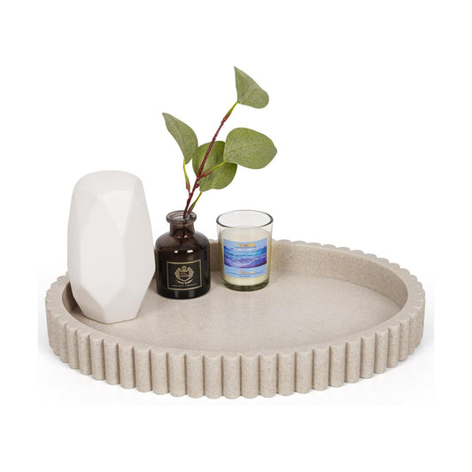 Oval Tray / 13" Resin Coffee Table Trays / Beige Resin / 13 x 9.5 x 1.5