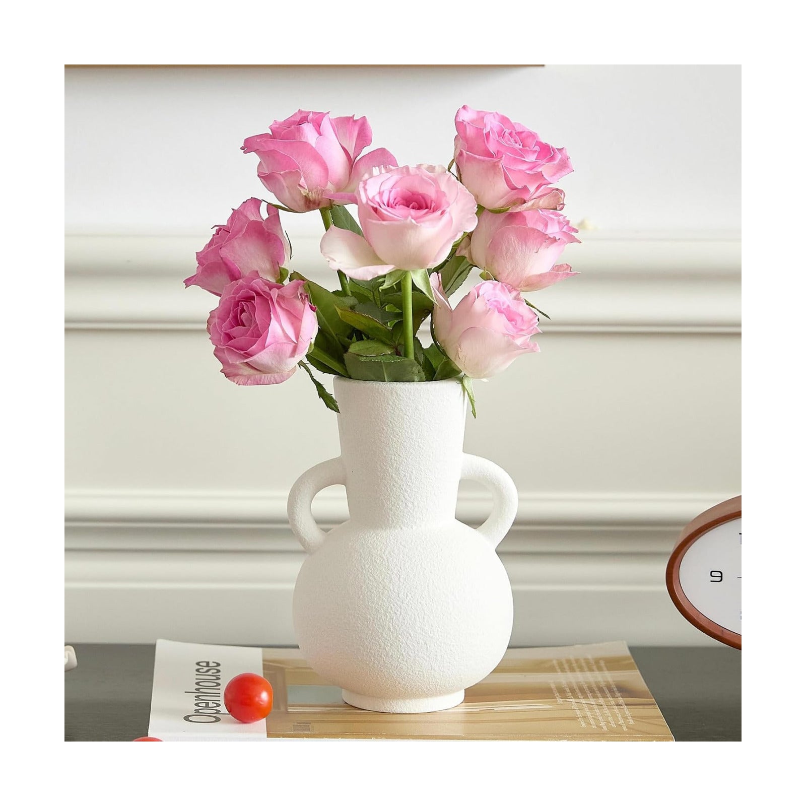 Ceramic Vase / Modern Flower Vase Decorative Vases for Bouquet / Vase-04 / White / 7 Inch