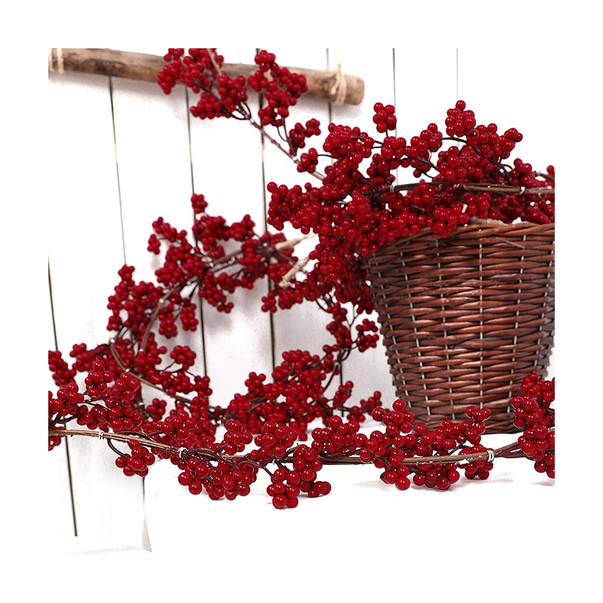 Christmas Red Pip Berry Garland, Artificial Red and Burgundy Berry Garland Decor for Winter Christmas Happy New Year Indoor Outdoor Home Fireplace Table Decorations(Mini Berry)-2PCS
