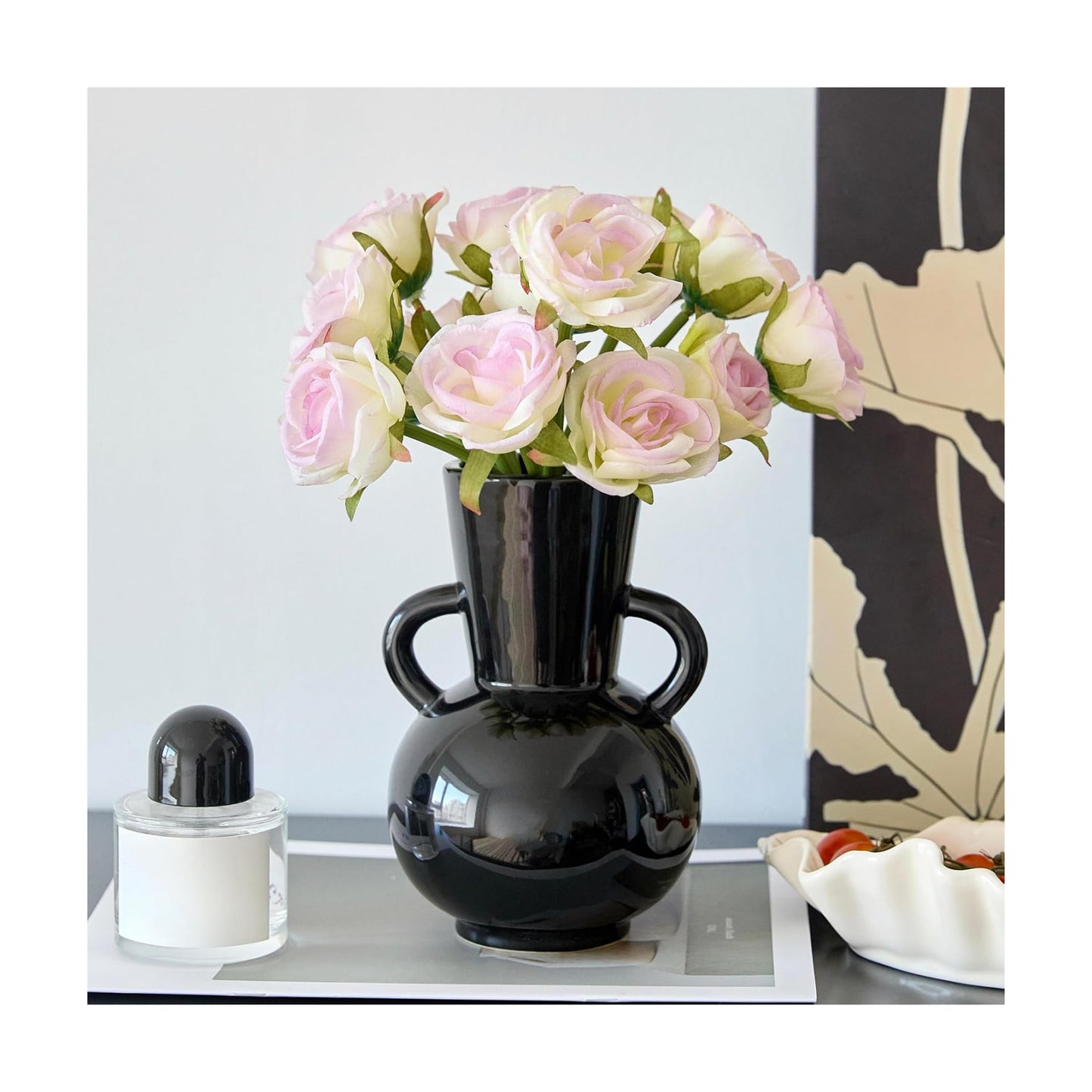 Ceramic Vase / Modern Flower Vase Decorative Vases for Bouquet / Vase-05 / Black / 7 Inch