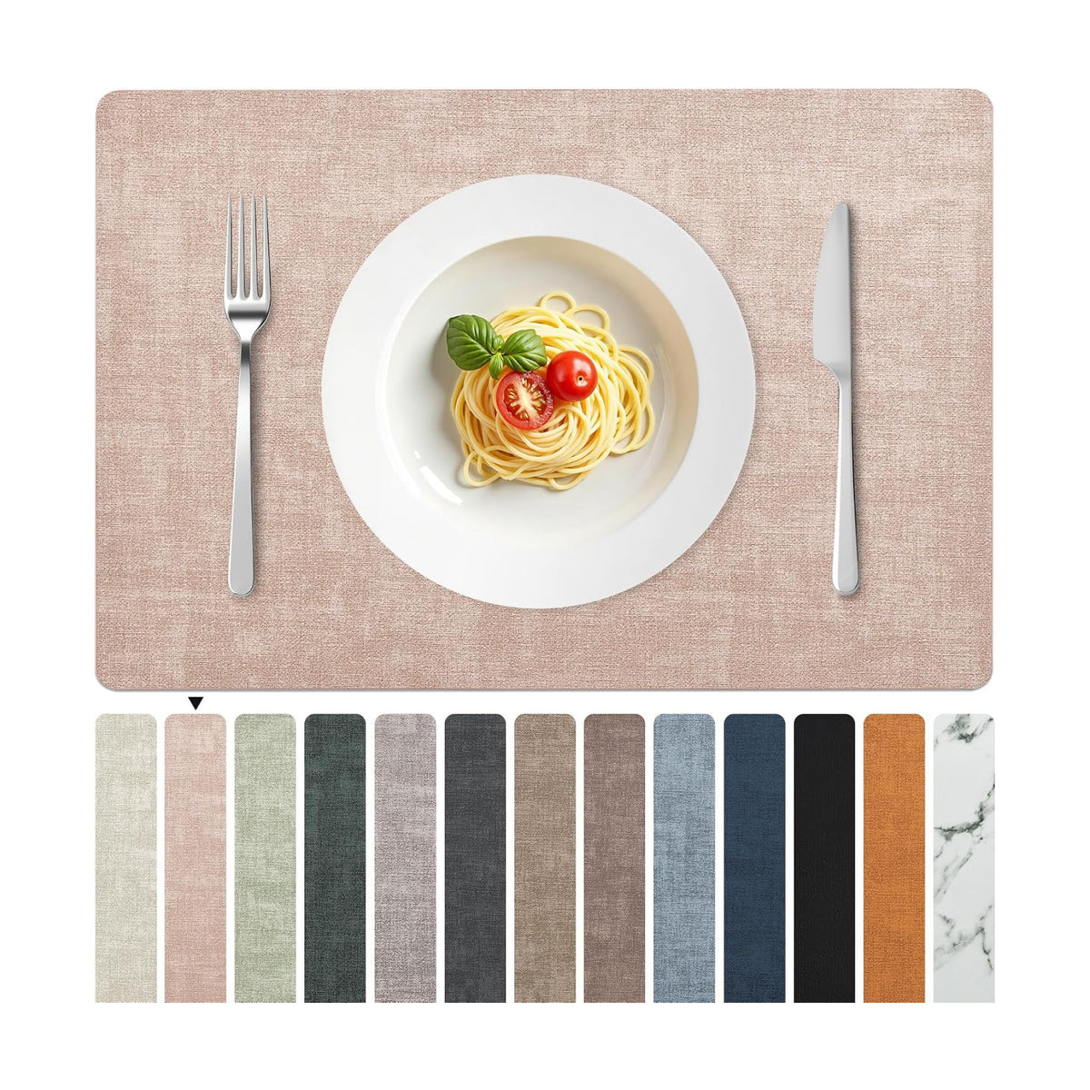 FROMHEART Faux Leather PU Placemats Set of 6 (Pink,11.8" x 17") | Waterproof,Heat/Oil Stain-Resistant Table