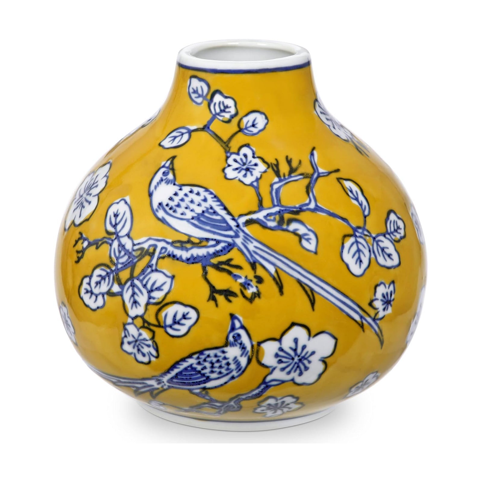 Blue and White Vase Porcelain Vases Small Chinoiserie Decor Vase Ceramic Gifts Chinese / Yellow