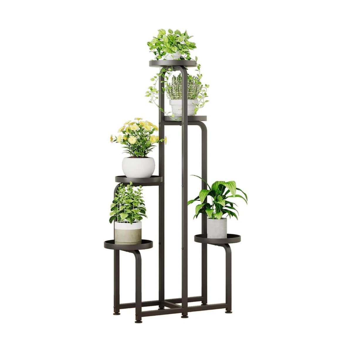 INGIORDAR Plant Stand Indoor Outdoor Corner Tall Plant Shelf 5 Tier Metal | Space-saving Tiered Design Displays
