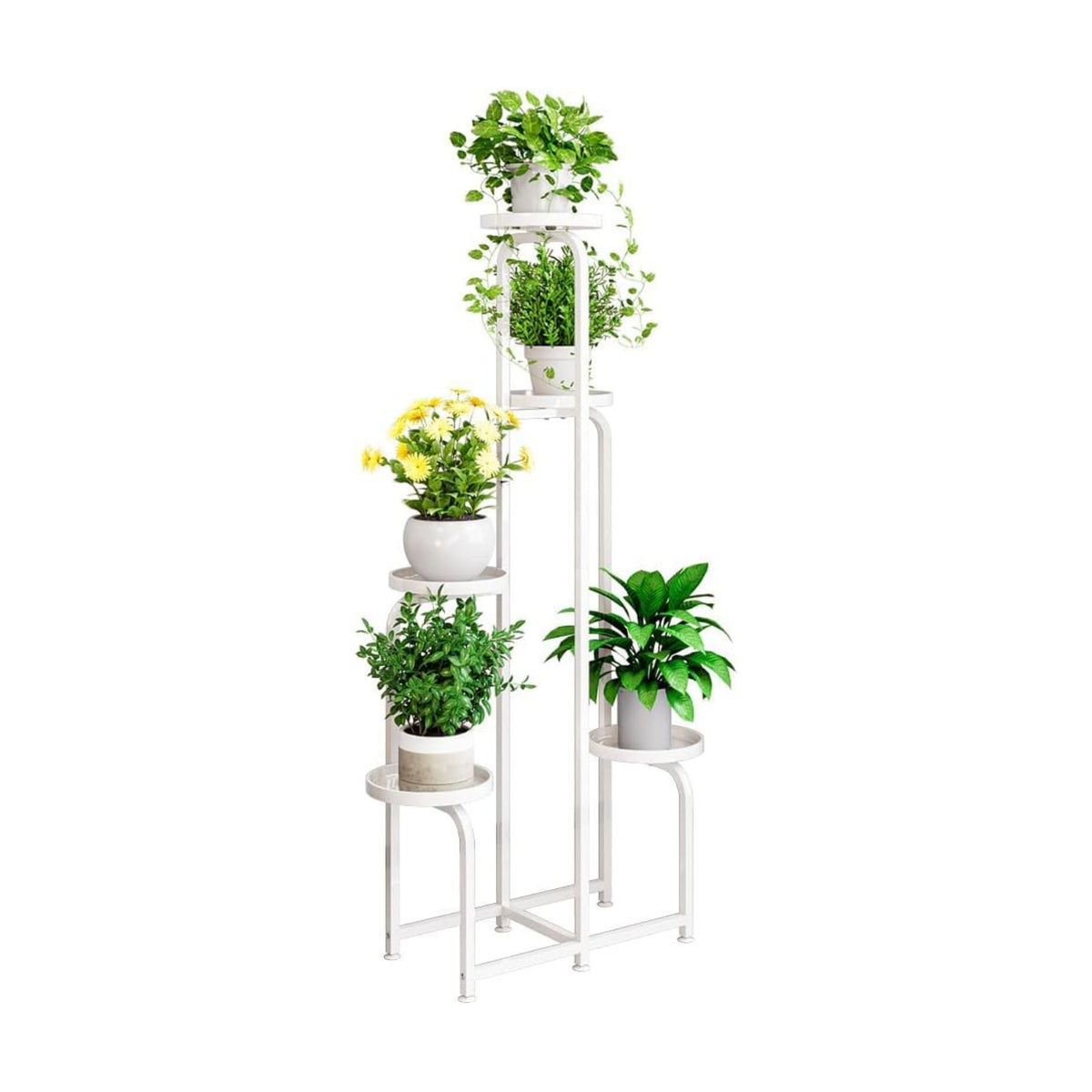 INGIORDAR Plant Stand Indoor Outdoor Corner Tall Plant Shelf 5 Tier Metal | Space-saving Tiered Design Displays