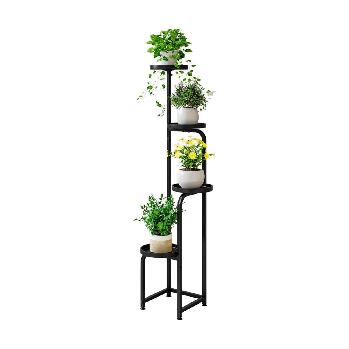 INGIORDAR Plant Stand Indoor Outdoor Corner Tall Plant Shelf 4 Tier Metal | Space-saving Tiered Design Displays